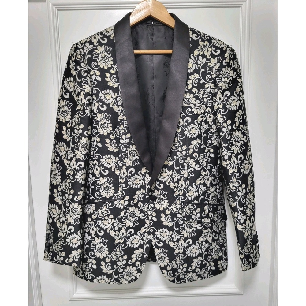 Statement Italy Super 150 Exclusive Confidence Black Gray Jacquard Sportcoat 38r